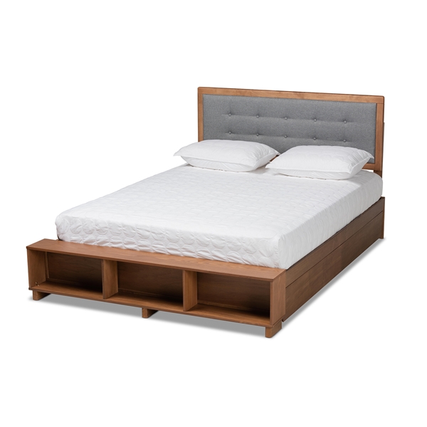 baxton studio Baxton Studio Cosma Modern Transitional Ash Walnut Brown Finished Wood 4-Drawer Queen Size Platform Storage Bed