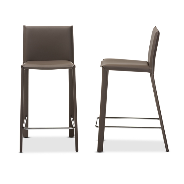 baxton studio Baxton Studio Crawford Modern and Contemporary Taupe Leather Upholstered Counter Height Stool