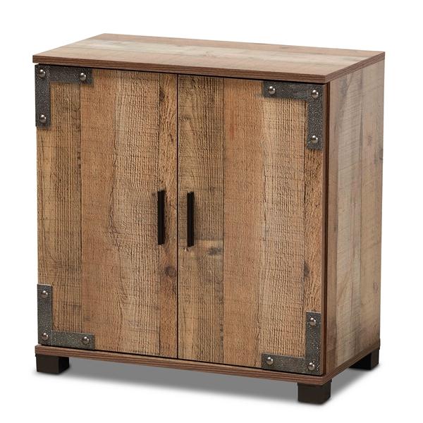 baxton studio Baxton Studio Cyrille Modern and Contemporary Farmhouse Rustic Finished Wood 2-Door Shoe Cabinet