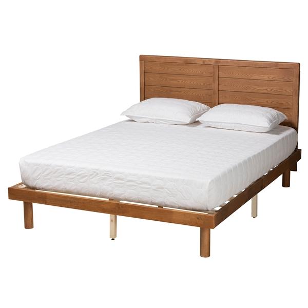 baxton studio Baxton Studio Daina Mid-Century Modern Ash Walnut Finished Wood Full Size Platform Bed