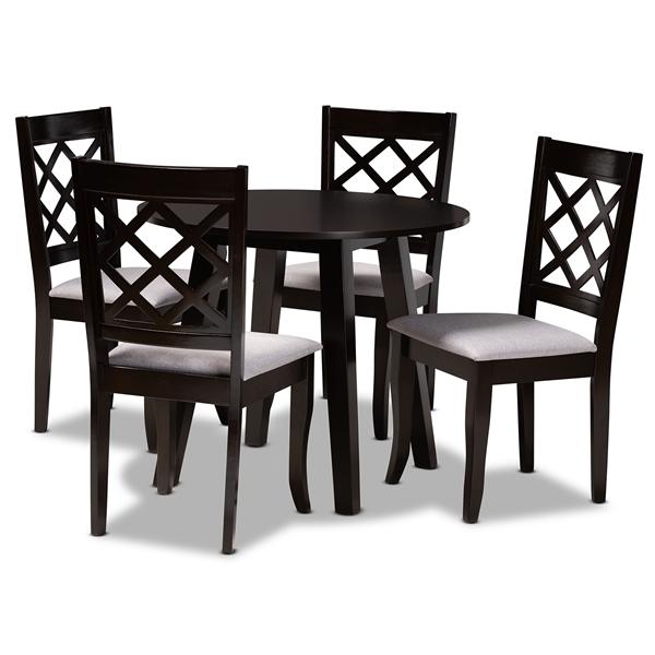 baxton studio Baxton Studio Daisy Modern and Contemporary Grey Fabric Upholstered and Dark Brown Finished Wood 5-Piece Dining Set