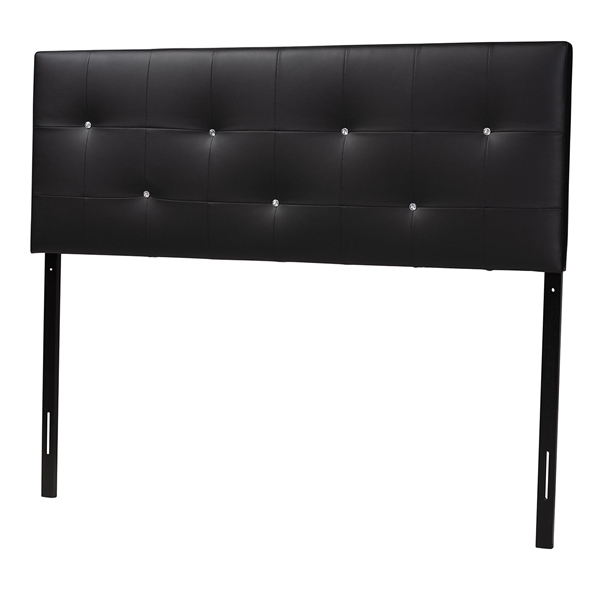 baxton studio Baxton Studio Dalini Modern and Contemporary King Black Faux Leather Headboard with Faux Crytal Buttons