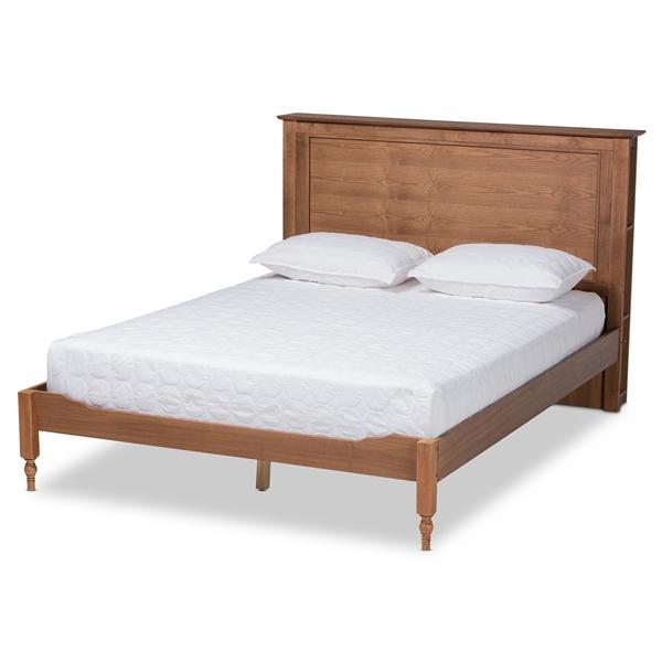 baxton studio Baxton Studio Danielle Traditional and Transitional Rustic Ash Walnut Brown Finished Wood Queen Size Platform Storage Bed with Built-In Shelves