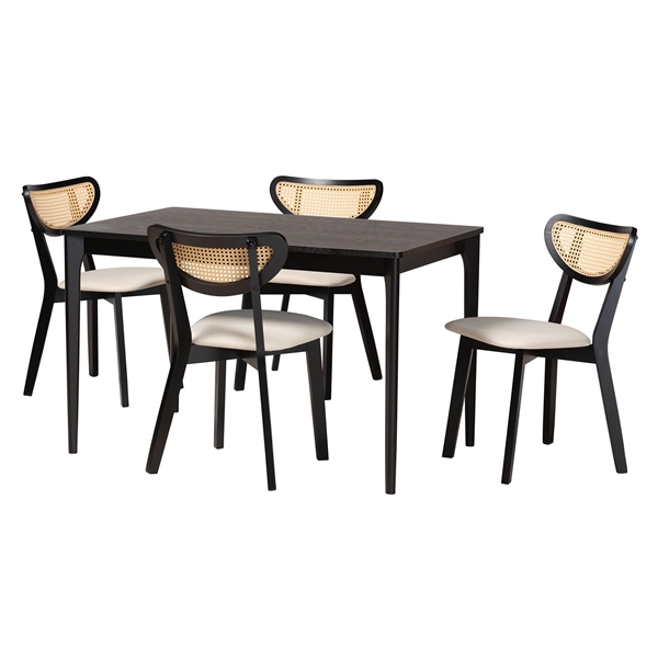 baxton studio Baxton Studio Dannell Mid-Century Modern Cream Fabric and Black Finished Wood 5-Piece Dining Set