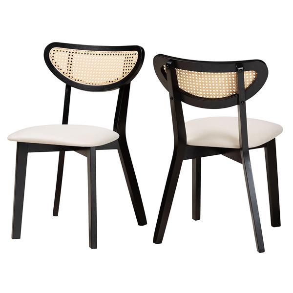 baxton studio Baxton Studio Dannell Mid-Century Modern Cream Fabric and Black Finished Wood 2-Piece Dining Chair Set