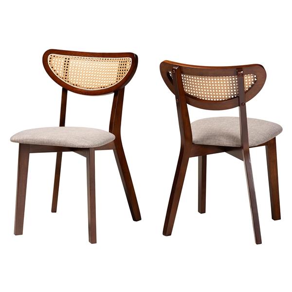 baxton studio Baxton Studio Dannell Mid-Century Modern Grey Fabric and Walnut Brown Finished Wood 2-Piece Dining Chair Set