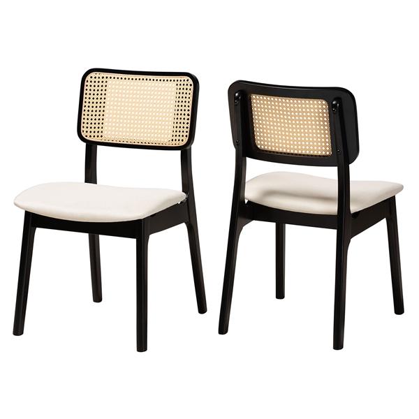 baxton studio Baxton Studio Dannon Mid-Century Modern Cream Fabric and Black Finished Wood 2-Piece Dining Chair Set