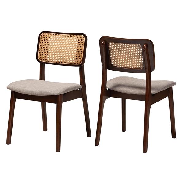 baxton studio Baxton Studio Dannon Mid-Century Modern Grey Fabric and Walnut Brown Finished Wood 2-Piece Dining Chair Set