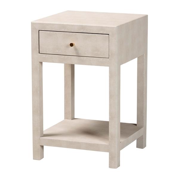 baxton studio Baxton Studio Dansby Modern Beige Faux Shagreen 1-Drawer End Table