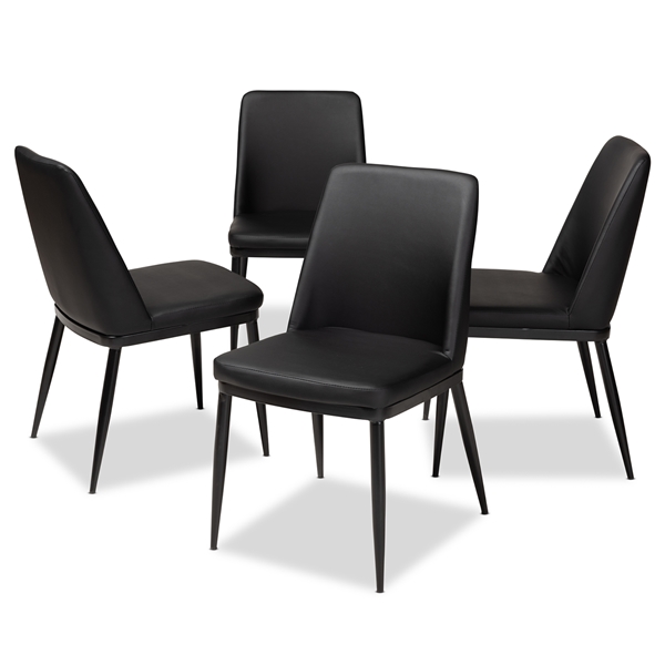 baxton studio Baxton Studio Darcell Modern and Contemporary Black Faux Leather Upholstered Dining Chair (Set of 4)