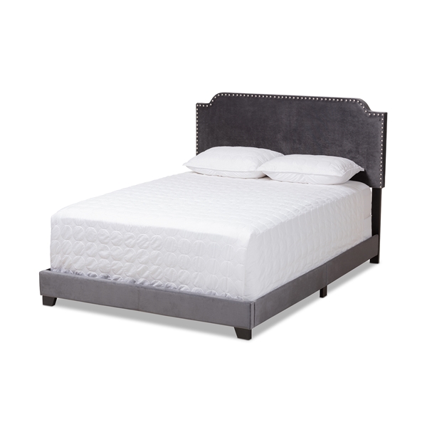 baxton studio Baxton Studio Darcy Luxe and Glamour Dark Grey Velvet Upholstered Full Size Bed