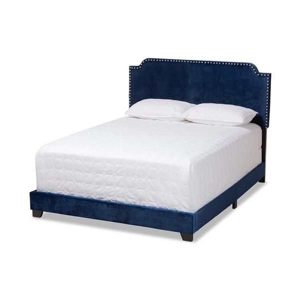 baxton studio Baxton Studio Darcy Luxe and Glamour Navy Velvet Upholstered Full Size Bed