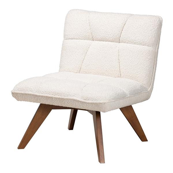 baxton studio Baxton Studio Darielle Japandi Cream Boucle Fabric and Walnut Brown Finished Rubberwood Accent Chair