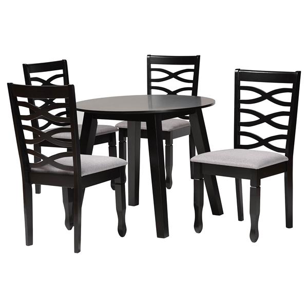 baxton studio Baxton Studio Darina Modern Grey Fabric and Dark Brown Finished Wood 5-Piece Dining Set