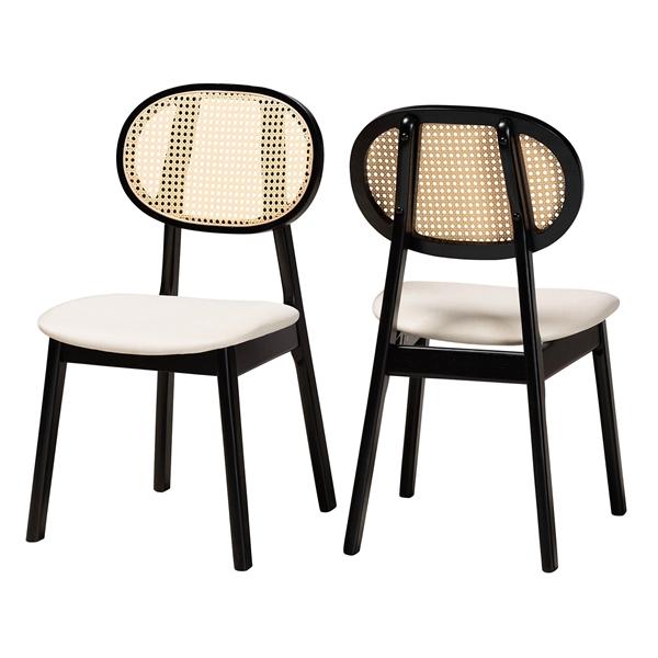 baxton studio Baxton Studio Darrion Mid-Century Modern Cream Fabric and Black Finished Wood 2-Piece Dining Chair Set