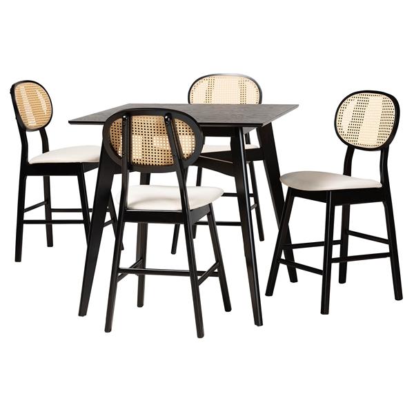 baxton studio Baxton Studio Darrion Mid-Century Modern Cream Fabric and Black Finished Wood 5-Piece Pub set