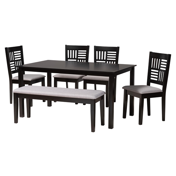 baxton studio Baxton Studio Deanna Modern Grey Fabric and Dark Brown Finished Wood 6-Piece Dining Set