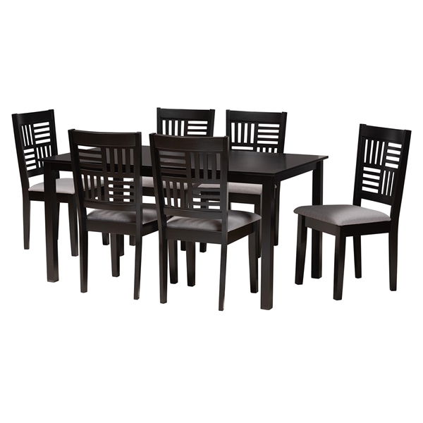 baxton studio Baxton Studio Deanna Modern Grey Fabric and Dark Brown Finished Wood 7-Piece Dining Set