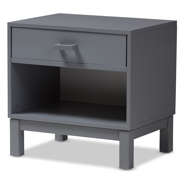 baxton studio Baxton Studio Deirdre Modern and Contemporary Grey Wood 1-Drawer Nightstand