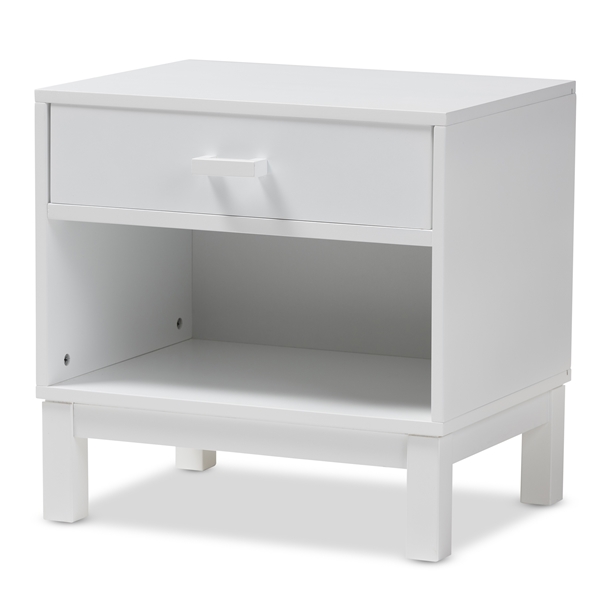 baxton studio Baxton Studio Deirdre Modern and Contemporary White Wood 1-Drawer Nightstand