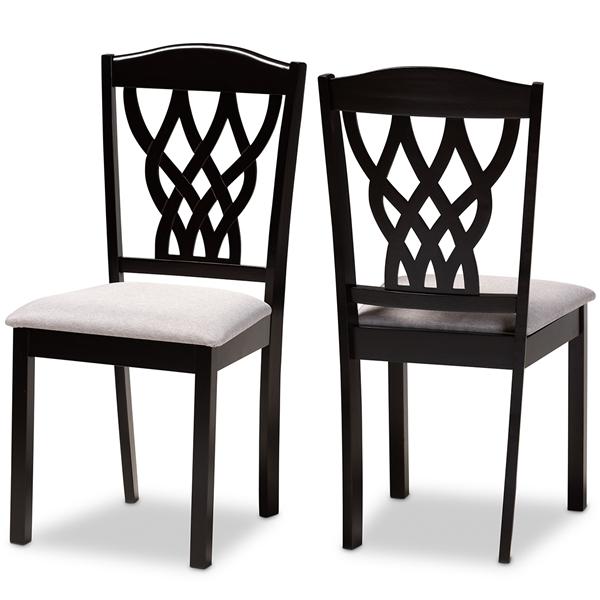 baxton studio Baxton Studio Delilah Modern and Contemporary Grey Fabric Upholstered and Dark Brown Finished Wood 2-Piece Dining Chair Set