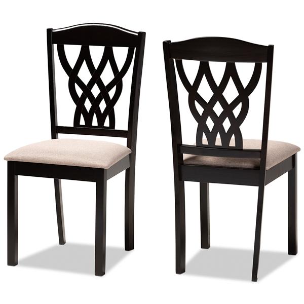 baxton studio Baxton Studio Delilah Modern and Contemporary Sand Fabric Upholstered and Dark Brown Finished Wood 2-Piece Dining Chair Set
