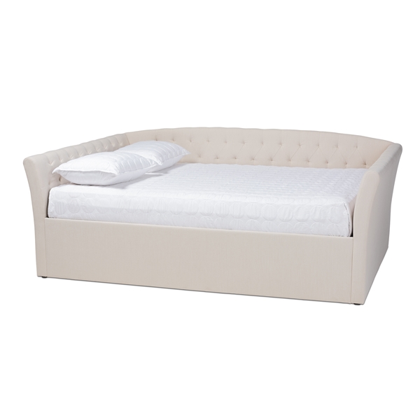 baxton studio Baxton Studio Delora Modern and Contemporary Beige Fabric Upholstered Queen Size Daybed