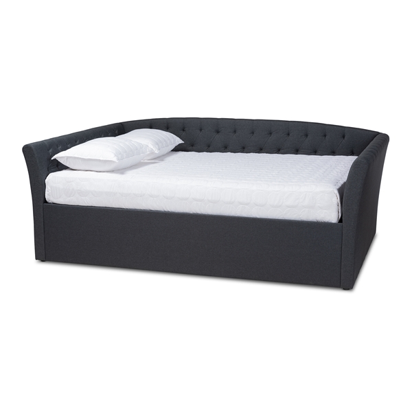baxton studio Baxton Studio Delora Modern and Contemporary Dark Grey Fabric Upholstered Queen Size Daybed