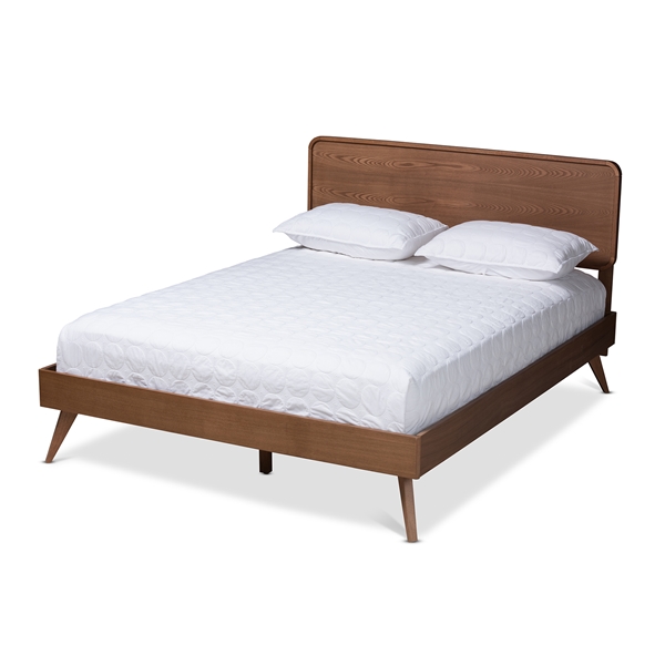 baxton studio Baxton Studio Demeter Mid-Century Modern Walnut Brown Finished Wood Queen Size Platform Bed