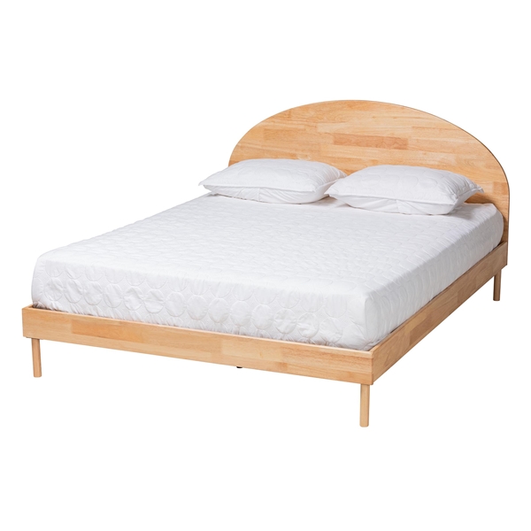 baxton studio Baxton Studio Denton Japandi Natural Brown Finished Wood Queen Size Platform Bed