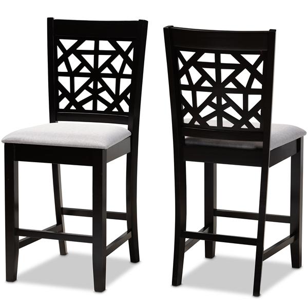 baxton studio Baxton Studio Devon Modern and Contemporary Grey Fabric Upholstered and Espresso Brown Finished Wood 2-Piece Counter Height Pub Chair Set