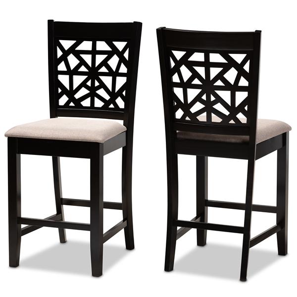 baxton studio Baxton Studio Devon Modern and Contemporary Sand Fabric Upholstered and Espresso Brown Finished Wood 2-Piece Counter Height Pub Chair Set