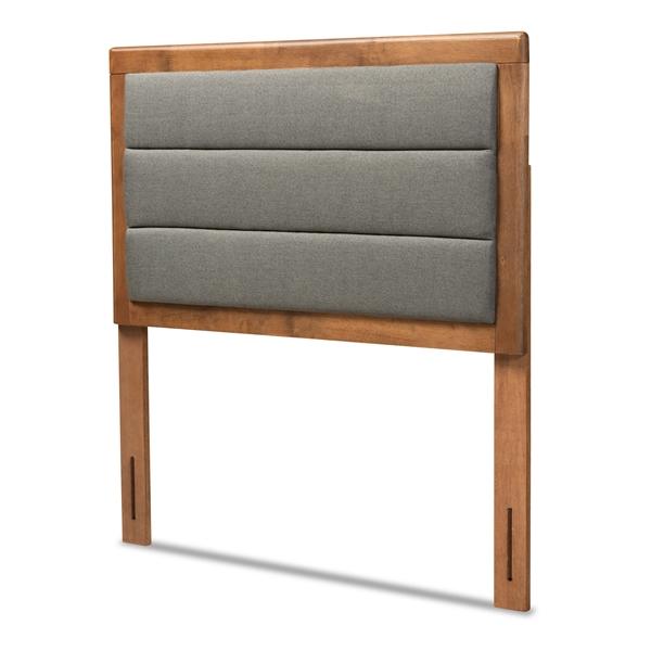 baxton studio Baxton Studio Dexter Modern and Contemporary Dark Grey Fabric Upholstered and Walnut Brown Finished Wood Twin Size Headboard