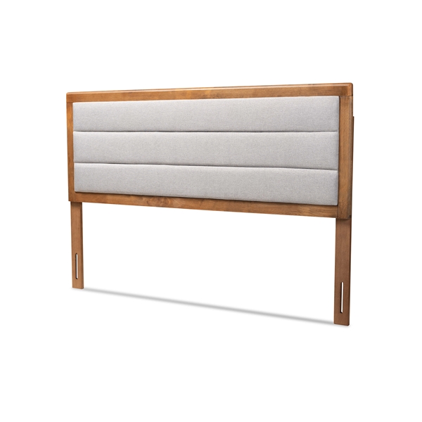 baxton studio Baxton Studio Dexter Modern and Contemporary Light Grey Fabric Upholstered and Walnut Brown Finished Wood Full Size Headboard