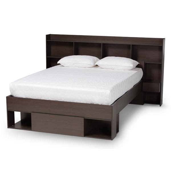 baxton studio Baxton Studio Dexton Modern and Contemporary Dark Brown Finished Wood Queen Size Platform Storage Bed