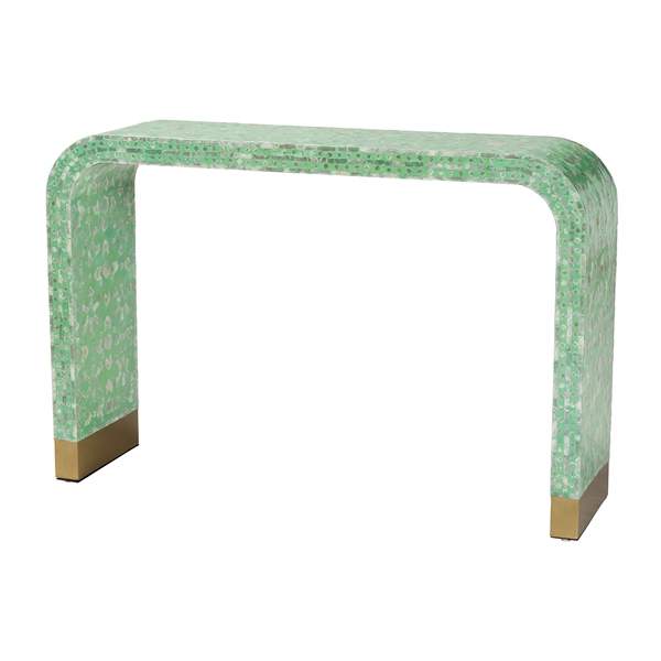 baxton studio Baxton Studio Didrika Modern Bohemian Seafoam Green Mother of Pearl Console Table