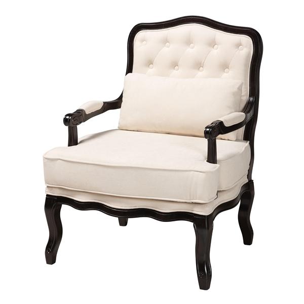baxton studio Baxton Studio Dion Traditional French Cream Fabric and Wenge Brown Finished Wood Accent Chair
