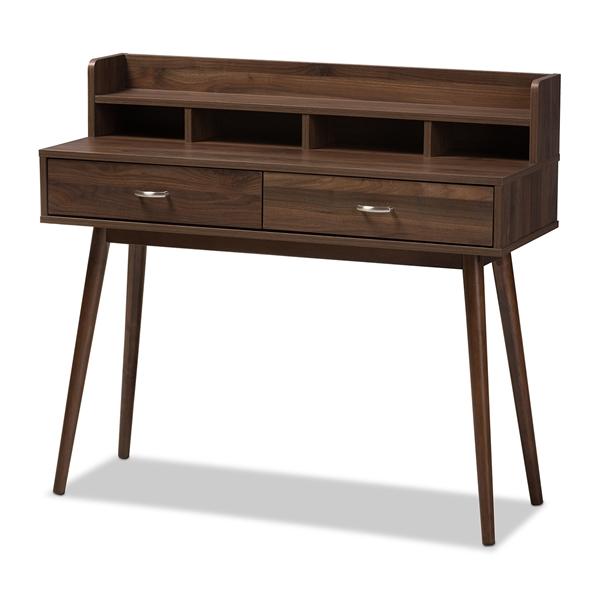 baxton studio Baxton Studio Disa Mid-Century Modern Walnut Brown Finished 2-Drawer Desk