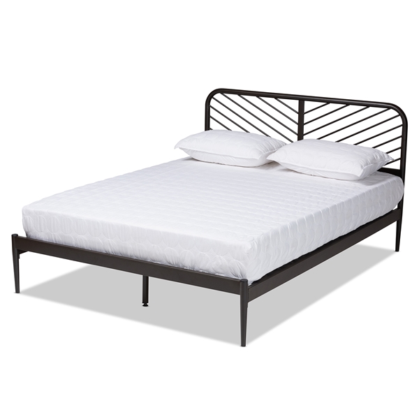 baxton studio Baxton Studio Dora Modern and Contemporary Industrial Black Bronze Metal Queen Size Platform Bed