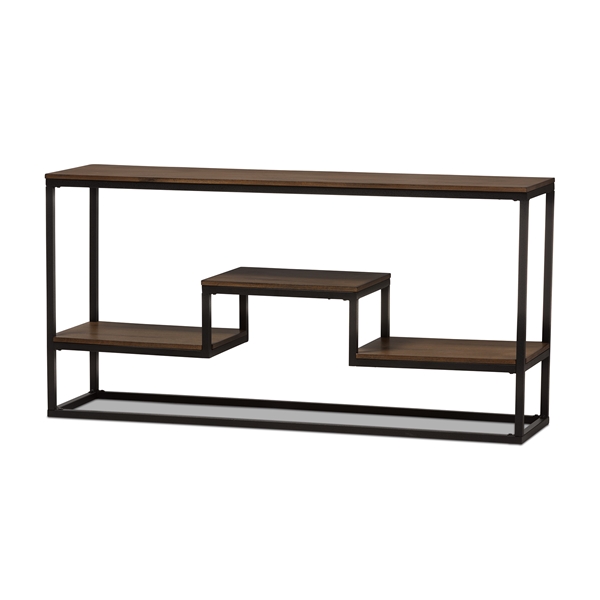 baxton studio Baxton Studio Doreen Rustic Industrial Style Antique Black Textured Finished Metal Distressed Wood Console Table