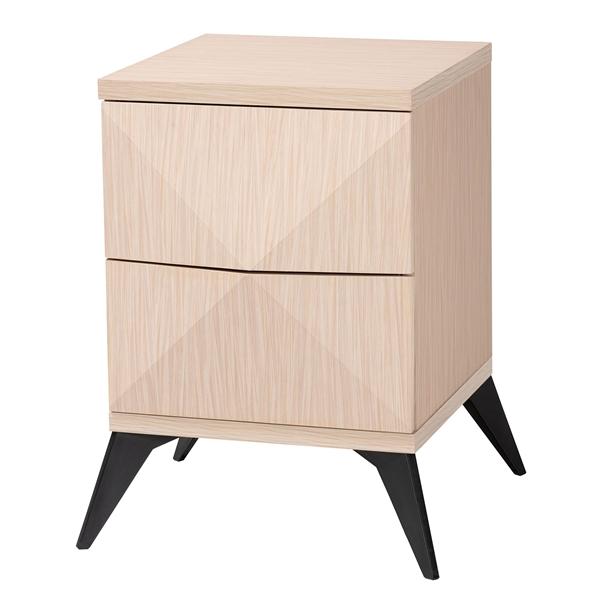 baxton studio Baxton Studio Draper Mid-Century Modern Two-Tone Light Brown and Black Wood 2-Drawer Nightstand
