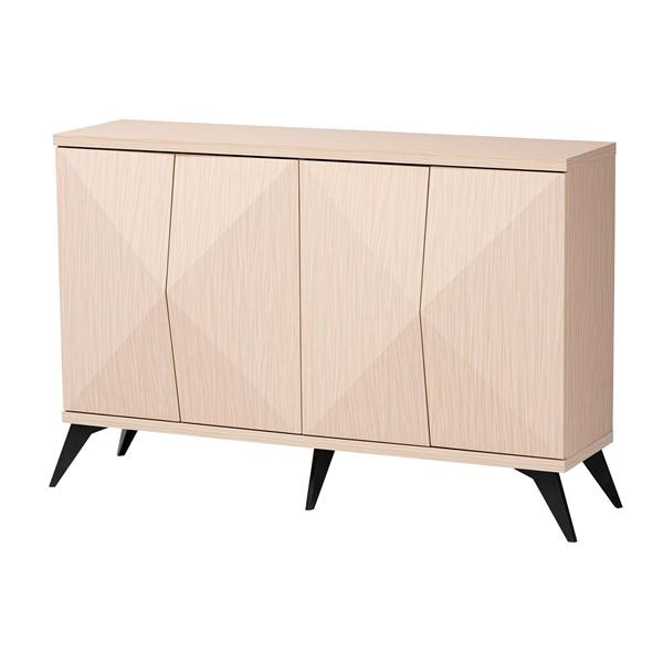 baxton studio Baxton Studio Draper Mid-Century Modern Two-Tone Light Brown and Black Wood 4-Door Sideboard Buffet