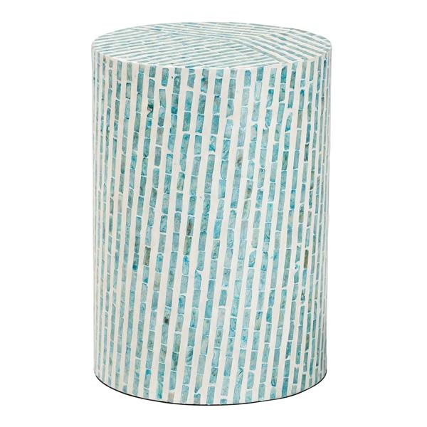 baxton studio Baxton Studio Draven Modern Bohemian White and Blue Mother of Pearl End Table