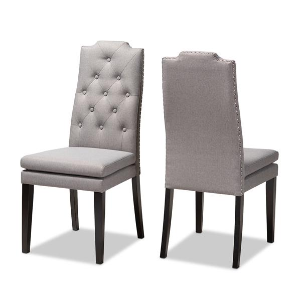baxton studio Baxton Studio Dylin Modern and ContemporaryGray Fabric Upholstered Button Tufted Wood Dining Chair Set of 2
