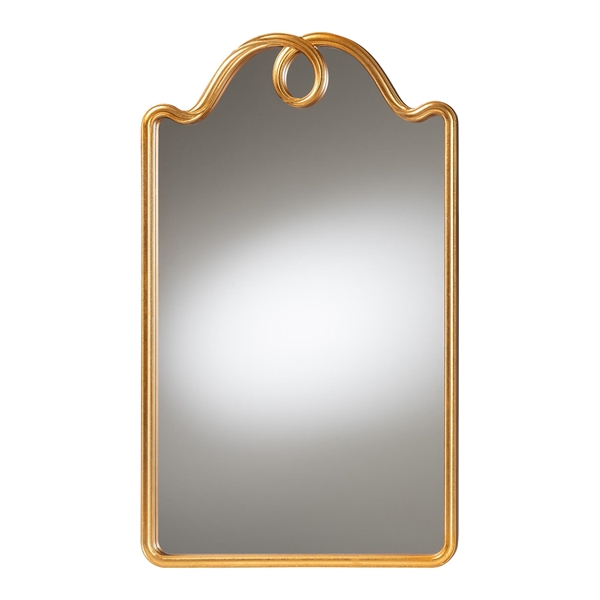 baxton studio Baxton Studio Eara Gold Wall Mirror with Decorative Top - Elegant Rectangular Accent Mirror for Entryway Living Room or Bedroom
