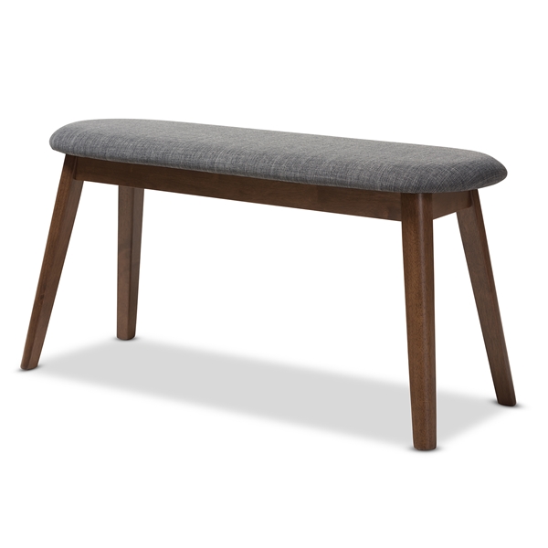 baxton studio Baxton Studio Easton Mid-Century Modern Dark Grey Fabric Upholstered Walnut Finished Wood Bench