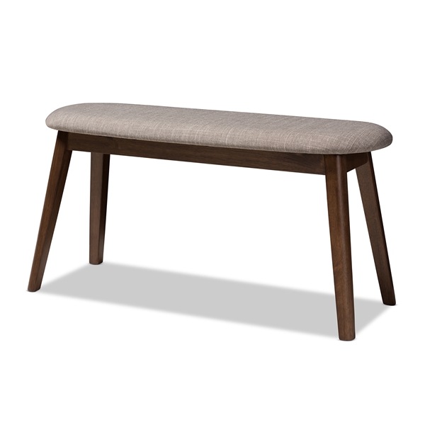 baxton studio Baxton Studio Easton Mid-Century Modern Light Grey Fabric Upholstered Walnut Finished Wood Bench
