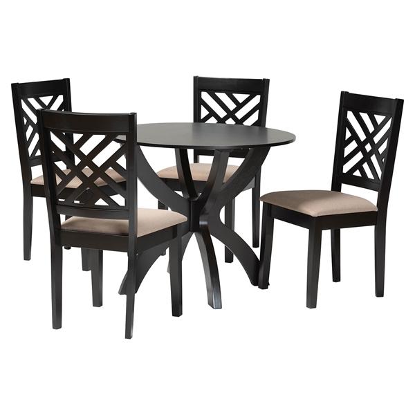 baxton studio Baxton Studio Edona Modern Sand Fabric and Walnut Brown Finished Wood 5-Piece Dining Set