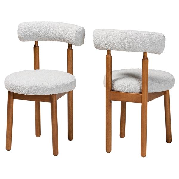 baxton studio Baxton Studio Edric Modern Japandi Light Grey Boucle Fabric and Walnut Brown Finished Wood 2-Piece Dining Chair Set