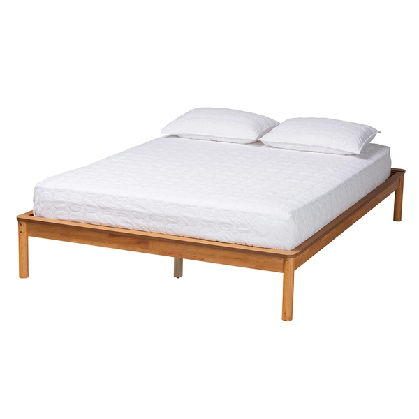baxton studio Baxton Studio Efren Mid-Century Modern Honey Oak Finished Wood Queen Size Bed Frame